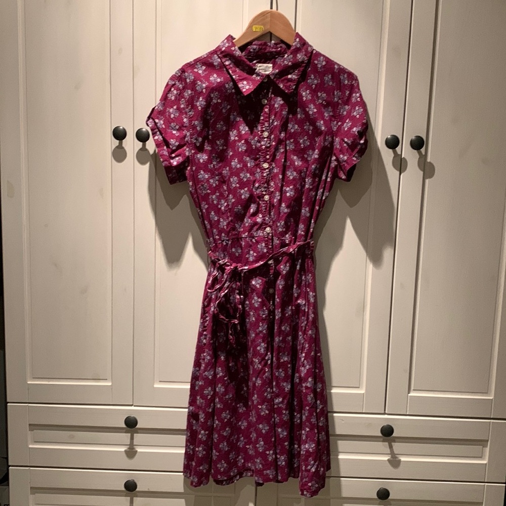 Cottagecore style floral cotton shirt dress.